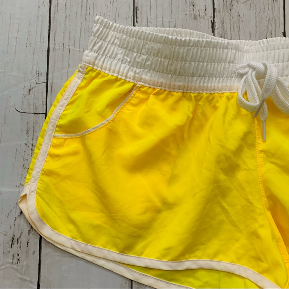 NEW VTG OP Neon Yellow Dolphin Surf Shorts 🌴 Deadstock Y2K Beach Girl - Picture 3 of 3